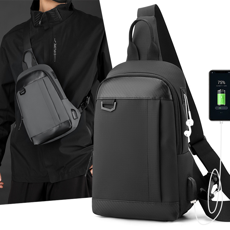 WEPOWER's new men's chest bag, crossbody bag, casual single-shoulder bag, crossbody backpack, multi-functional waterproof cycling backpack full figure