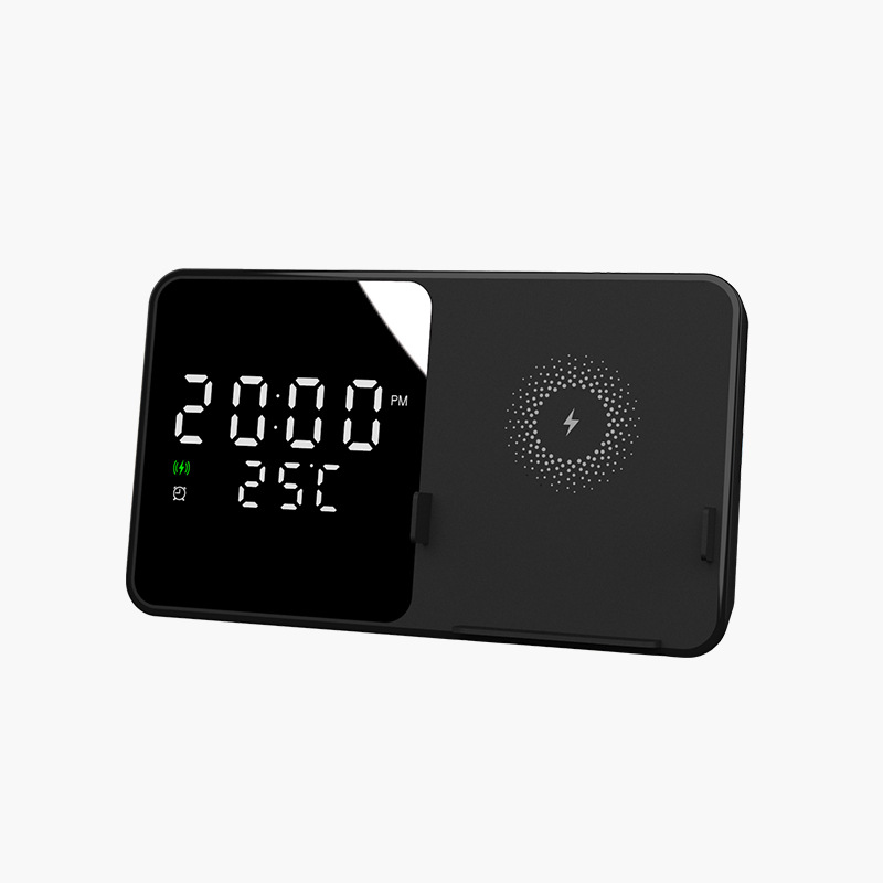 Cross-border W5 clock Wireless charger for mobile phone desktop 15W fast wireless charging, multi-functional alarm clock, date and temperature Item Picture
