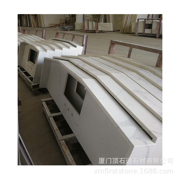 Cross-border wholesale and customization of pure white quartz stone countertops, central island countertops, artificial granite integrated kitchen countertops details Picture