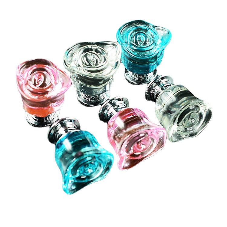 Crystal glass rose gold handles for bedside drawers, furniture cabinet door handles, colored shower room doors, flower bud handles are now available details Picture