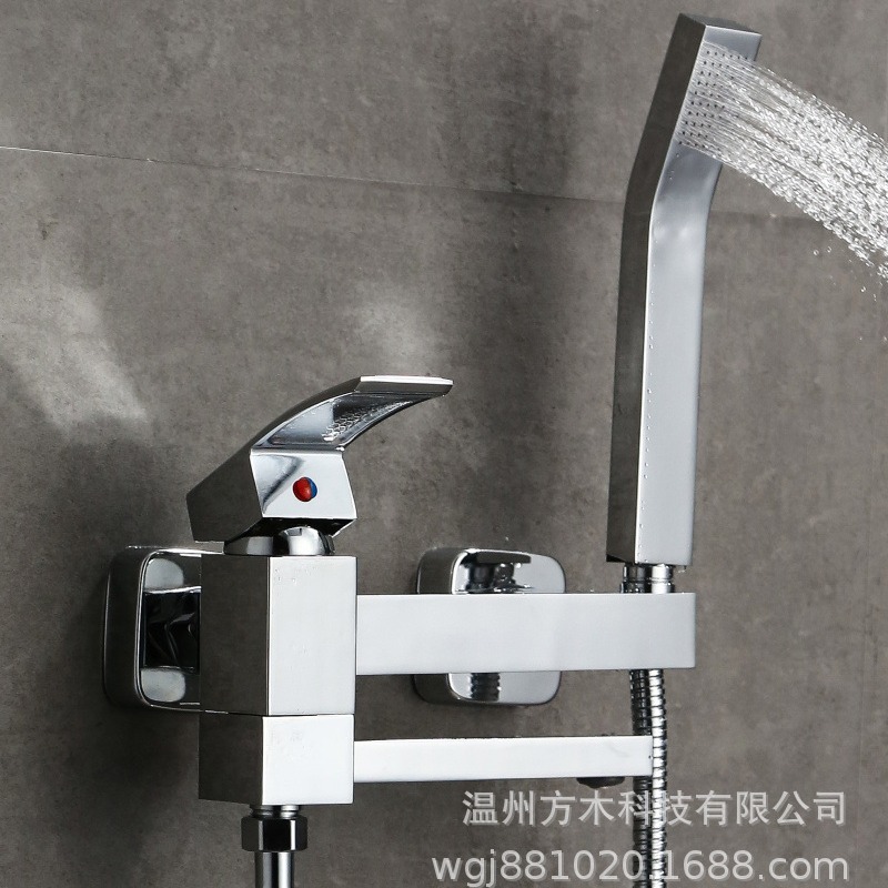 The simple showerhead bath set, black bronze gun gray brushed gold, wall-mounted bathtub, and hot and cold water faucets come out by turning the wheel Specification drawing