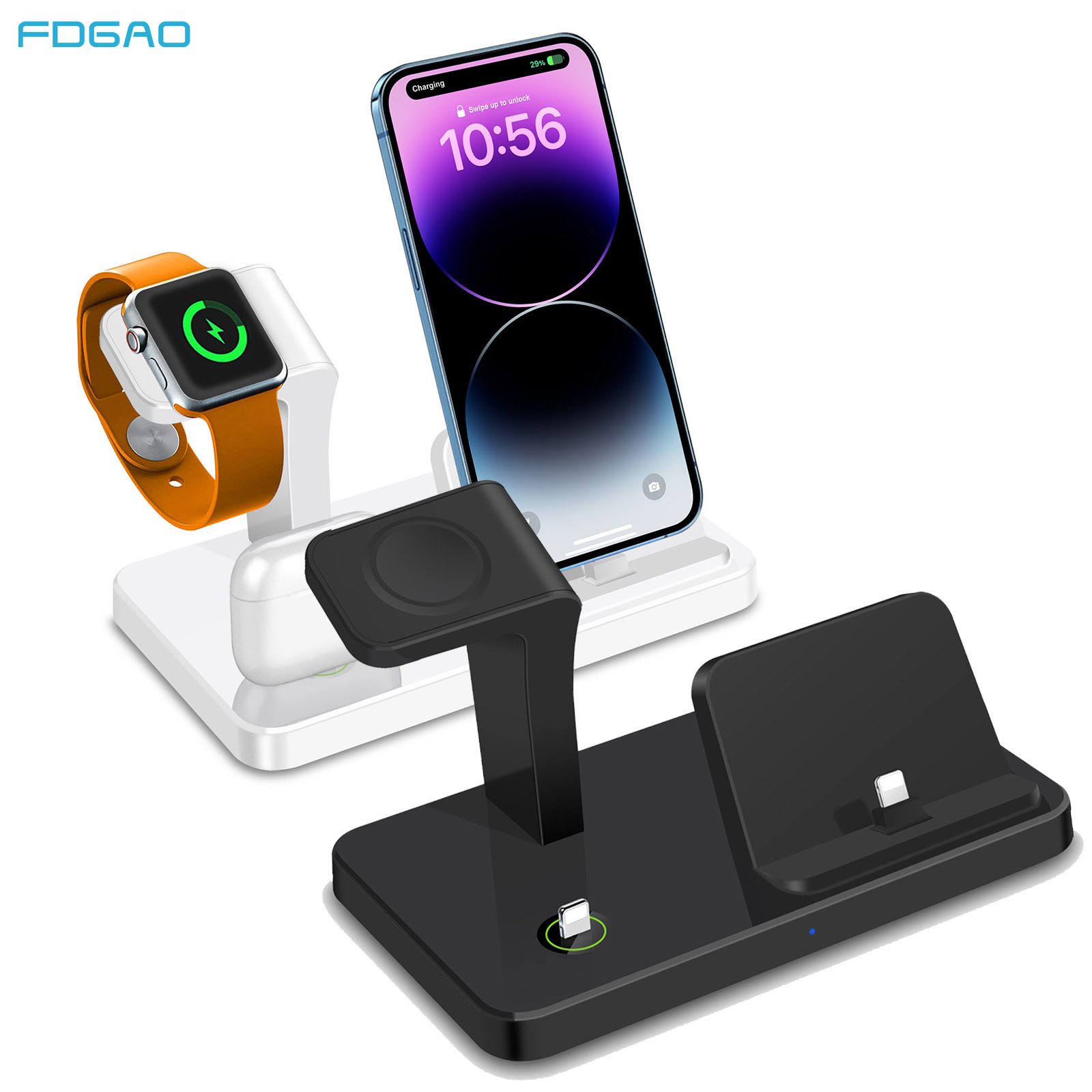 FDGAO/ New vertical three-in-one charger for watch wireless direct charging is suitable for Apple 14/13 phones full figure