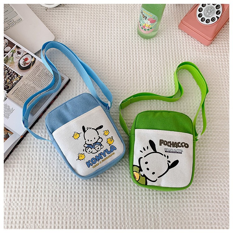 Canvas small square bags for women are selling well. New Korean-style trendy cartoon crossbody single-shoulder bags and versatile mobile phone small shoulder bags for wholesale full figure
