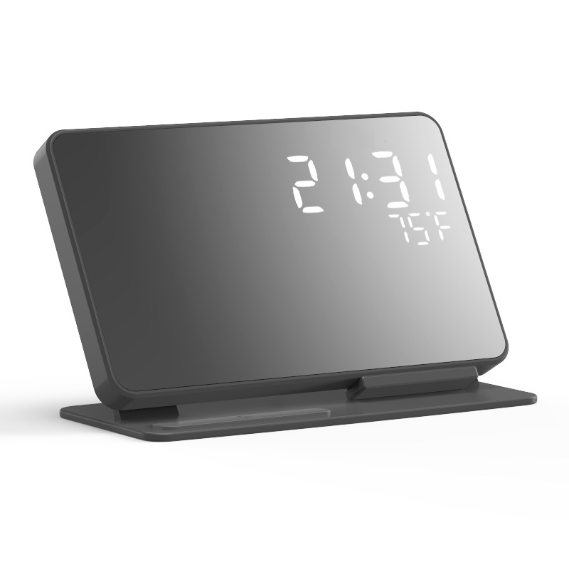 Four-in-one 15W wireless charger, clock, LED digital display, alarm clock, temperature, wireless charging stand for mobile phones and headphones Item Picture