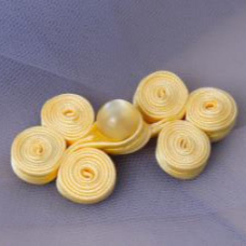 国潮 旗袍扣子中国风三轮玉珠唐装手工复古纽扣黄色