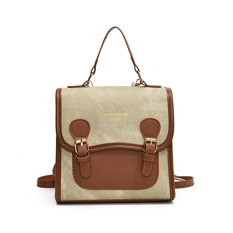 Retro and fashionable color-blocking backpack for women, new autumn 2024 trendy handbag, commuting single-shoulder crossbody bag, trendy Item Picture