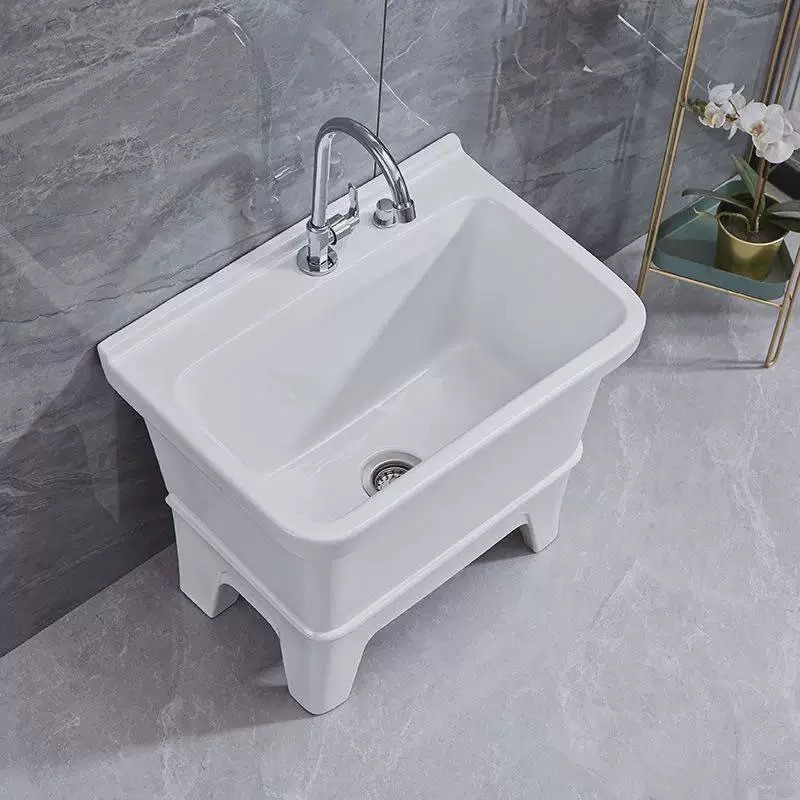 Balcony mop sink, high-legged mop sink, commercial floor-standing, household bathroom mop sink, floor basin, ceramic full figure