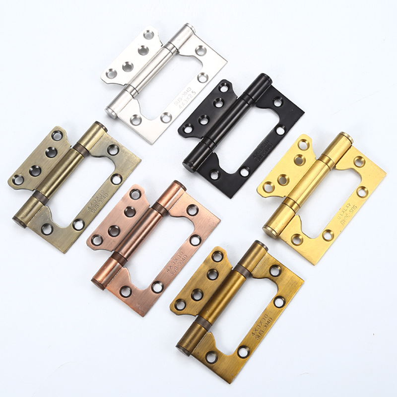Stainless steel 4-inch and 5-inch mother and child hinges for home bedroom doors, and electroplated hinges for home bathroom doors without grooves Item Picture
