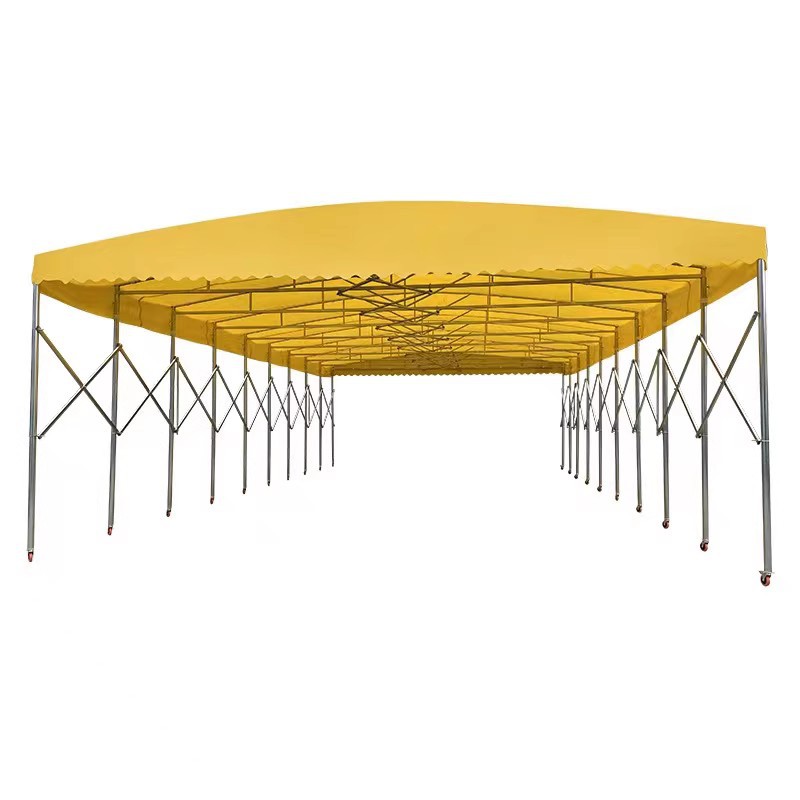Dongguan large outdoor sliding awnings, mobile sliding rain shelters, retractable sunshades, canopies, warehouse tents Item Picture