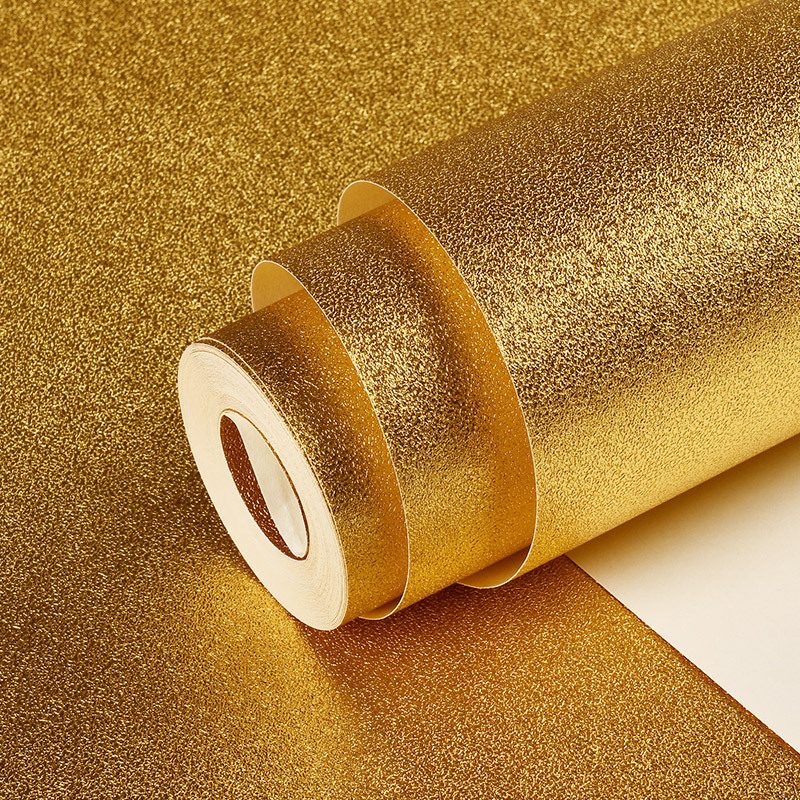 Modern and simple matte gold frosted wallpaper, gold foil ceiling, gold brushed European flower wallpaper, waterproof Specification drawing