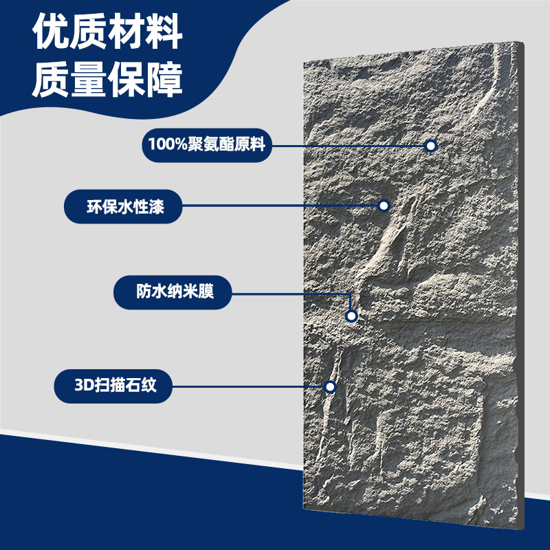 Ten colors of lightweight pu artificial stone, thin models, factory direct sales, polyurethane simulation exterior wall cultural bricks, pu stone skin Specification drawing