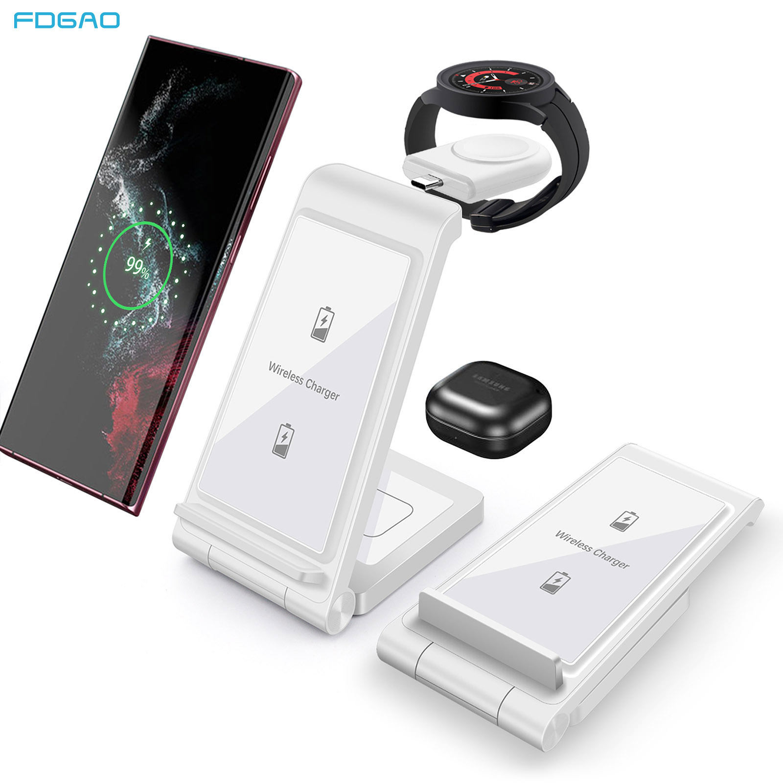 FDGAO/ Samsung Wireless Charger 3-in-1 fast charging 15W is suitable for charging Samsung mobile phones, watches and headphones Item Picture