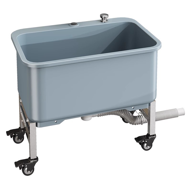 Stainless steel high-legged mop sink, balcony household small mop sink, movable mop bucket with drainage mop sink Item Picture