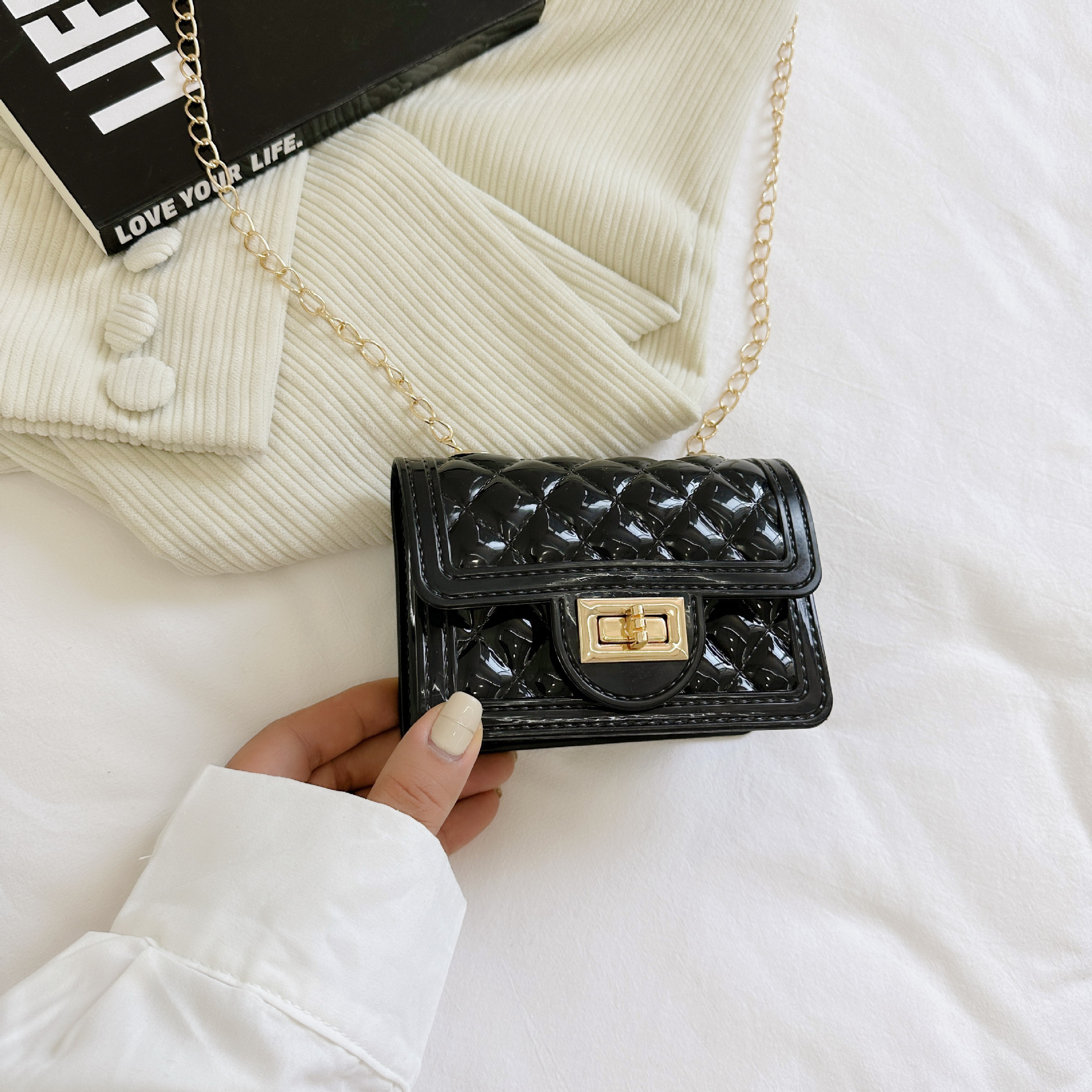 2025 current style jelly bag, women's bag, pvc bag, single-shoulder bag, chain bag, crossbody bag details Picture