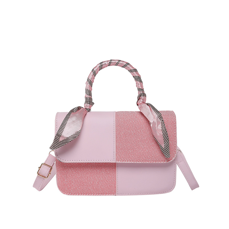 Fresh and sweet single-shoulder bag for women, summer patchwork, stylish and fashionable small square bag, elegant hand-held bag for women when shopping and going out Item Picture