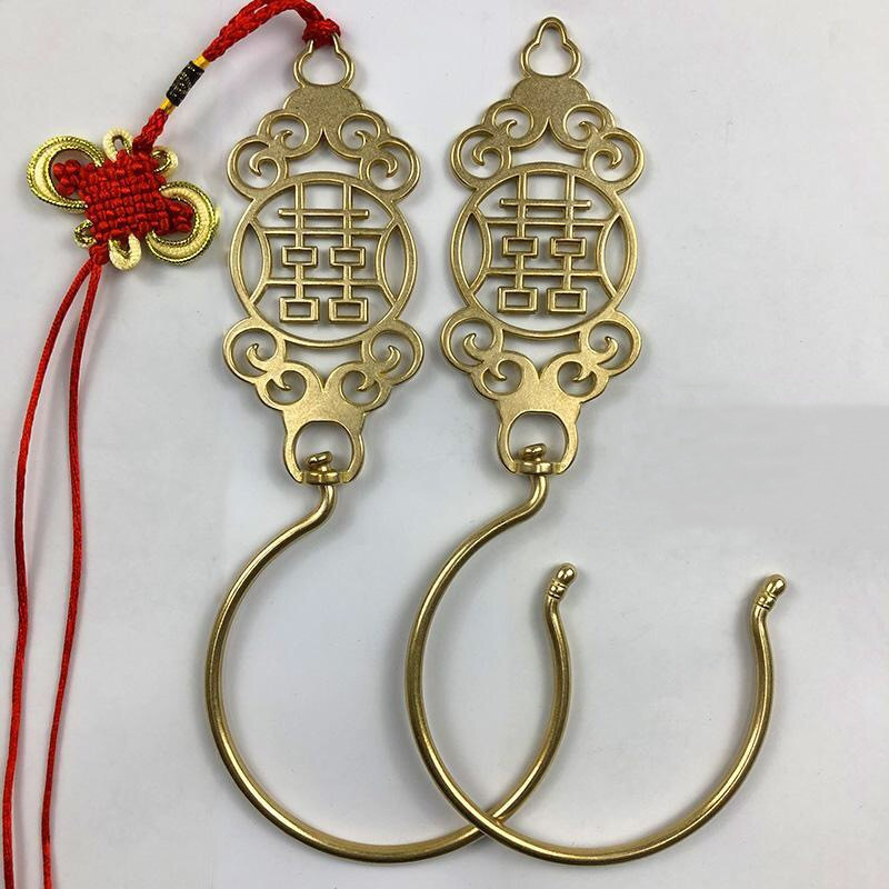 Chinese-style brass old-fashioned mosquito net hook, retro household court three-door decorative tent hook, bed curtain and door curtain hook handle Item Picture