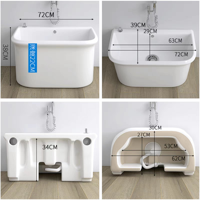 Large-sized ceramic mop basin, mop sink, countertop controlled drain, mop sink, balcony floor mop basin, Meijia Sanitary Ware 602 Item Picture