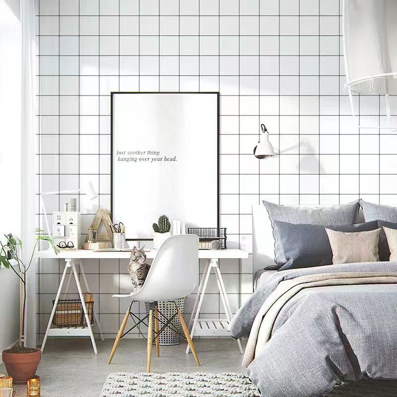 Aluminum foil extra thick, non-transparent and wear-resistant, for the decoration of milk tea shop walls, wall stickers, orange checkered wall skirts and wall panels Item Picture