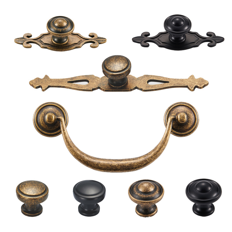 Black, yellow, antique, French, simple, American and European style small handles for cabinets, wardrobes, doors and drawers, single-hole handles Item Picture