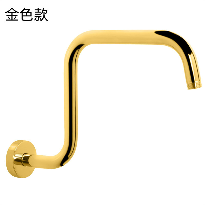 Cross-border 13-inch height-adjustable showerhead arm with gold and black brushed concealed top spray rod and water outlet pipe, Amazon Specification drawing