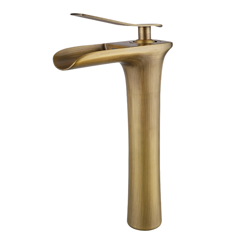 European-style all-copper antique faucets, washbasins, basins, waterfall faucets, retro washbasins, bathroom hot and cold water faucets raised Item Picture