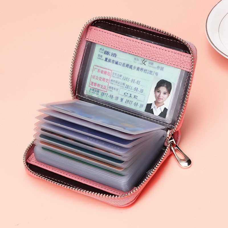 Men's anti-demagnetization multi-slot ultra-thin ID card case Women's anti-theft swiping large-capacity bank zipper version details Picture