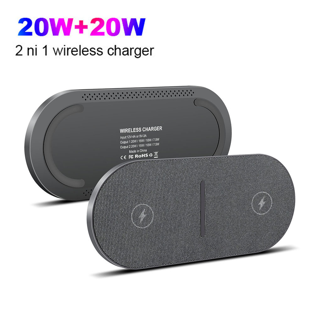 FDGAO/ 2-in-1 wireless charger with dual 20W fast charging, compatible with iPhone 12 and Apple headphones full figure
