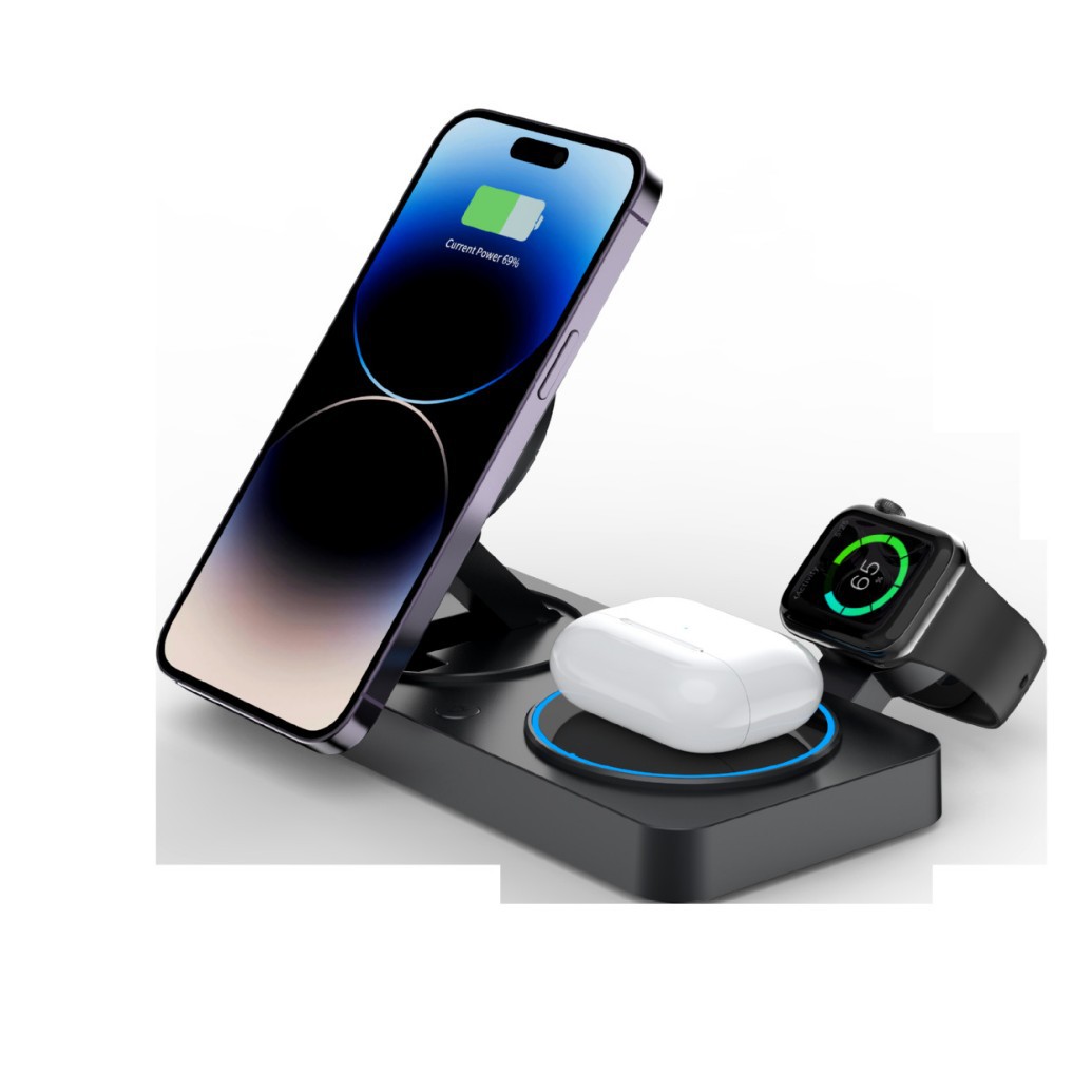 The manufacturer's new magnetic triple-stack/multi-in-one wireless charger, night light wireless charging stand, fast charging wireless charging Item Picture
