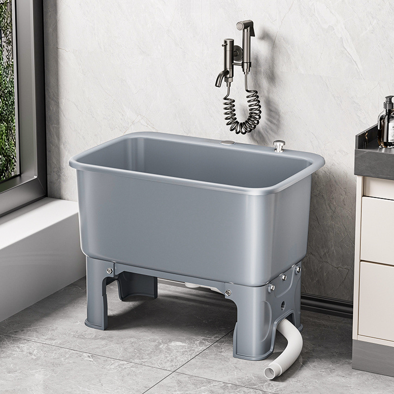 Household mop sink, balcony high-legged mop basin, bathroom mop, mop sink, mobile sink, water pool factory details Picture