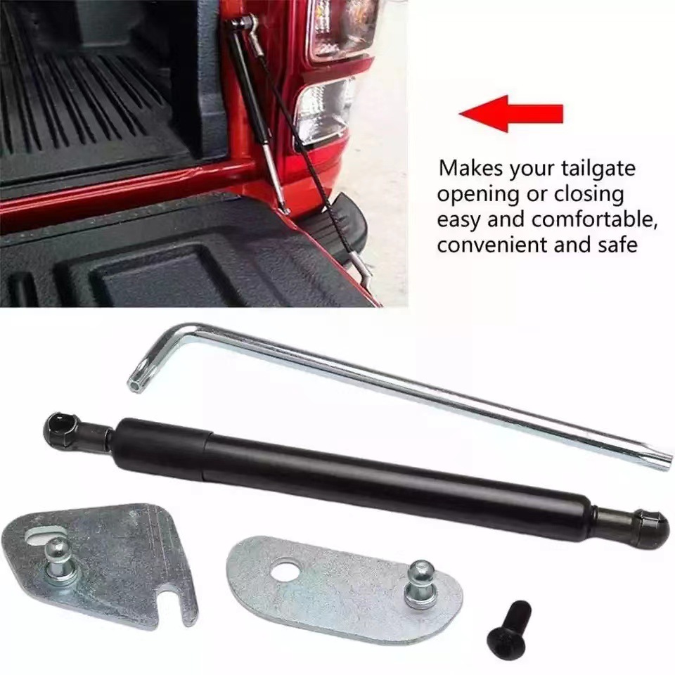 It is applicable to the new Ford F-150 Raptor models 15-19. The tailgate gas spring shock absorber is equipped with a downward-rolling slow descent damper Specification drawing