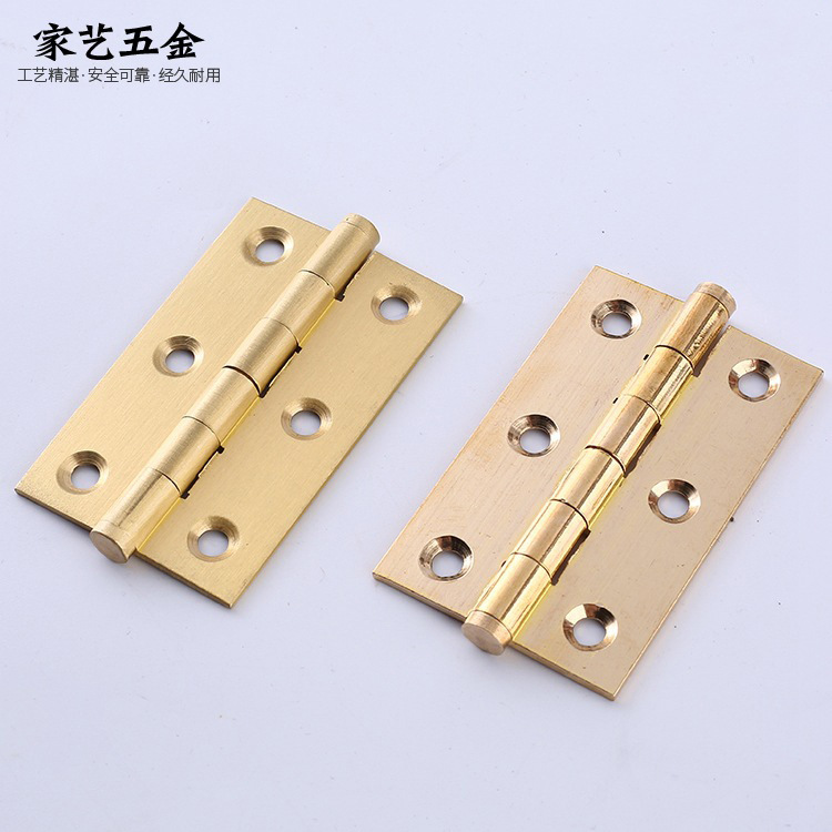 Factory direct sales of copper hinges, rubber chains, cabinet doors, copper hinges, wooden doors, brass small hardware hinges, 1.5-inch hinges details Picture