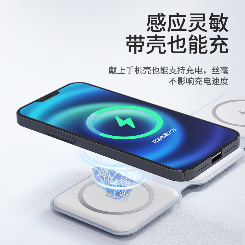 The magsafe folding 3-in-1 magnetic wireless power bank and car wireless charger stand is suitable for Apple devices details Picture