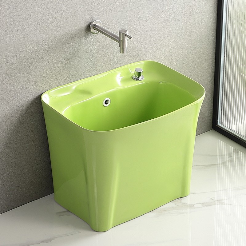 Ceramic colored mop sink, 2025 new model household balcony mop sink, floor-standing bathroom mop basin, outdoor full figure