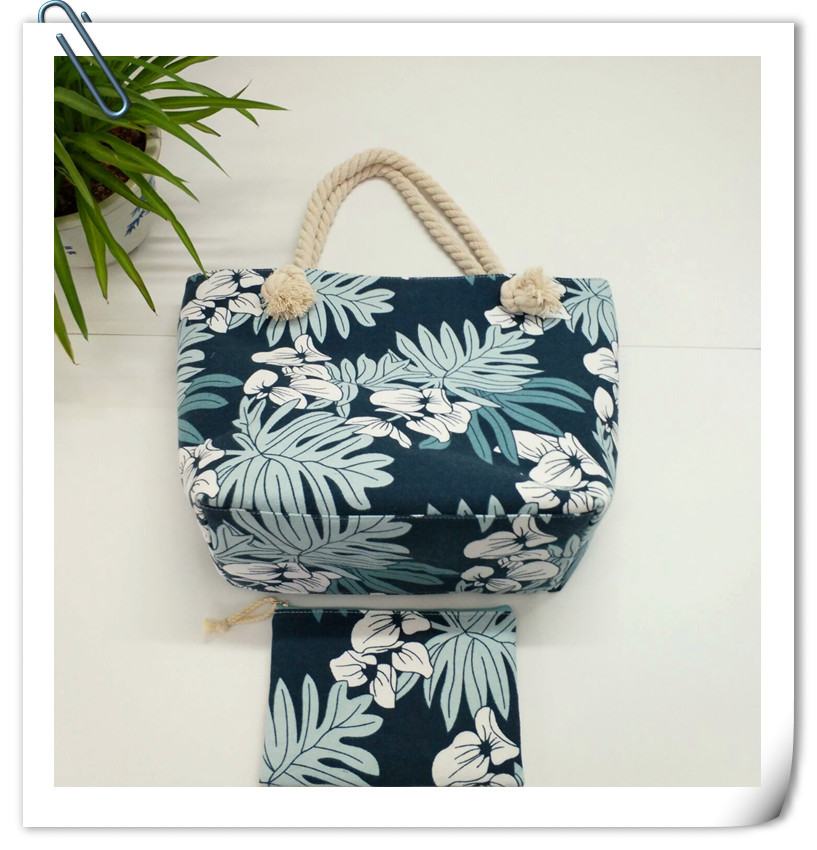 2019 New fashionable women's bag, canvas single-shoulder bag, large capacity, simple print, versatile handbag, hemp rope canvas bag full figure