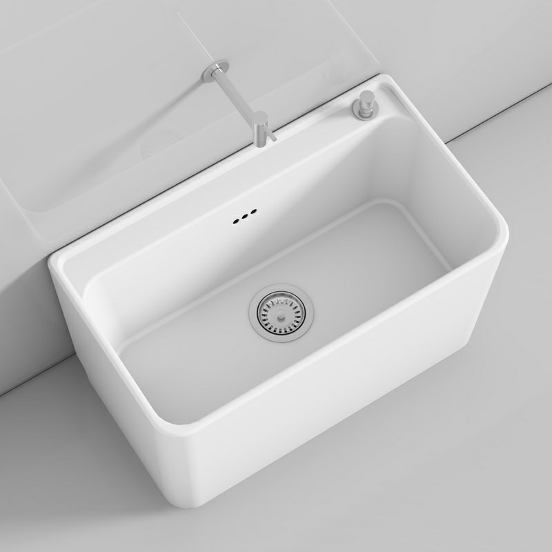 Household balcony mop sink, bathroom large ceramic mop sink, mopping sink, floor-standing small sink, American-style details Picture