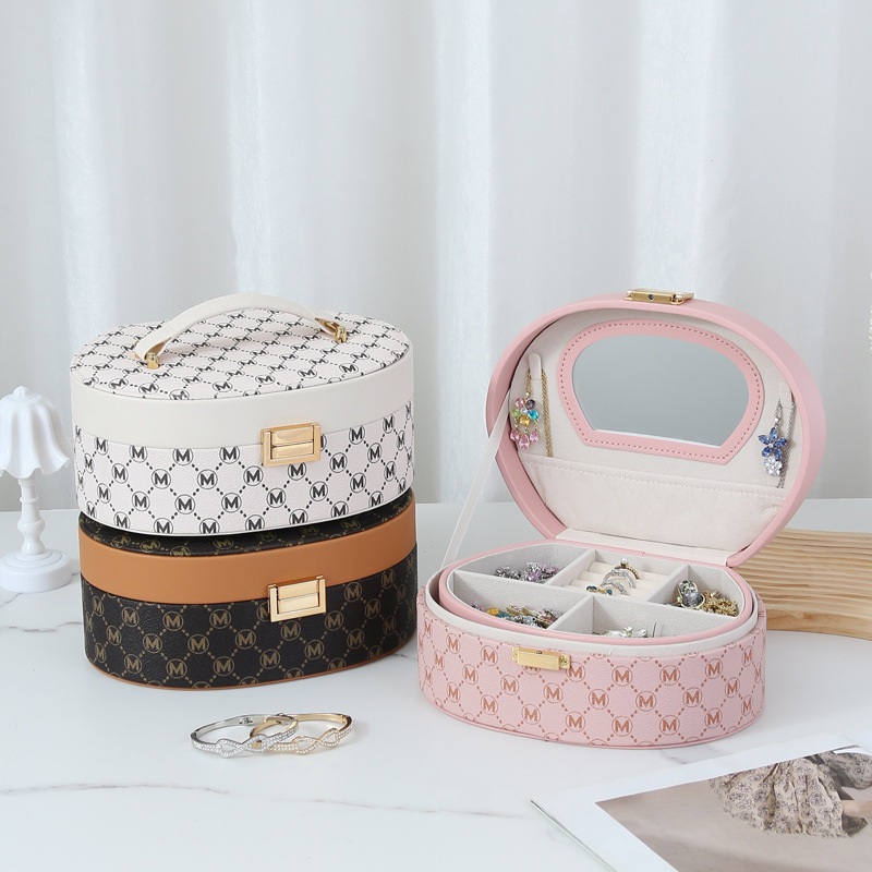 Letter jewelry storage box, ring and necklace jewelry storage box, large capacity bracelet position, password box with mirror, cross-border Specification drawing