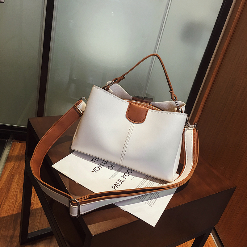 High-end premium bucket bag for women, 2023 new style handbag, color-block Korean style, simple and versatile crossbody bag for women Item Picture