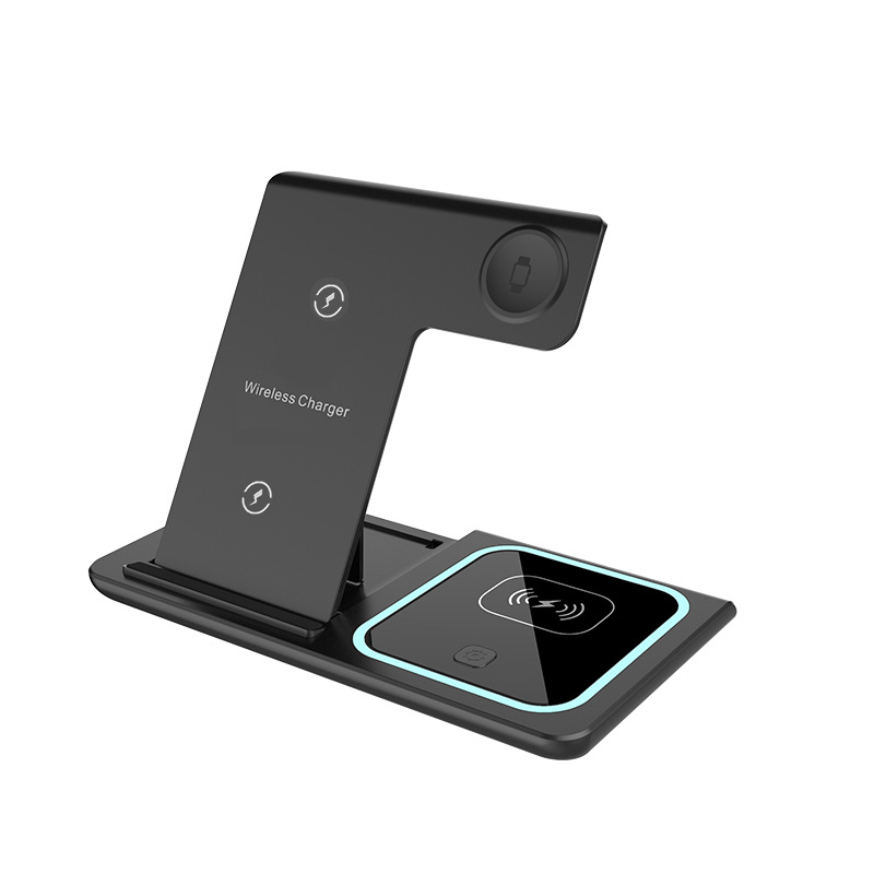 The folding stand for the three-in-one wireless charger is suitable for the wireless fast charging of Apple and Huawei watches Item Picture