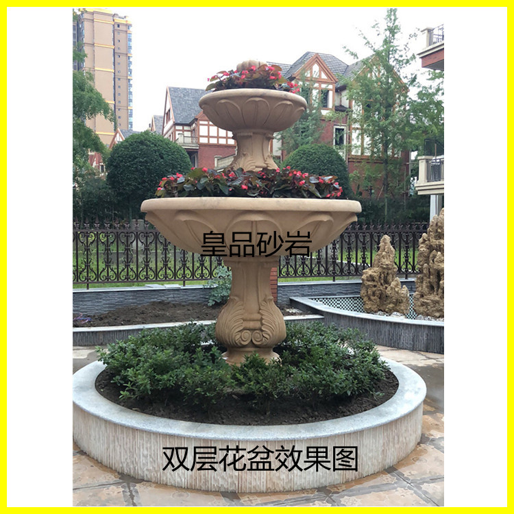 j8 Factory direct sale sandstone decorative community fiberglass flower pot sculpture Park garden landscape art flower bowl g3 Item Picture