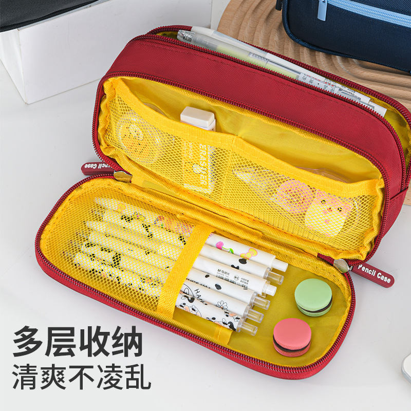 Wholesale office supplies, large-capacity stationery bags, double-layer student pen cases, Korean version Chinese pencil cases, cross-border factory in stock Application Scenario