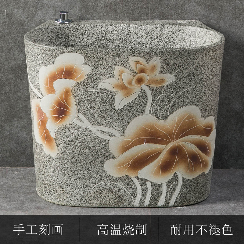 Ceramic small mop basin, balcony bathroom, household mop basin, retro outdoor sink basin, mop basin, courtyard floor basin Application Scenario