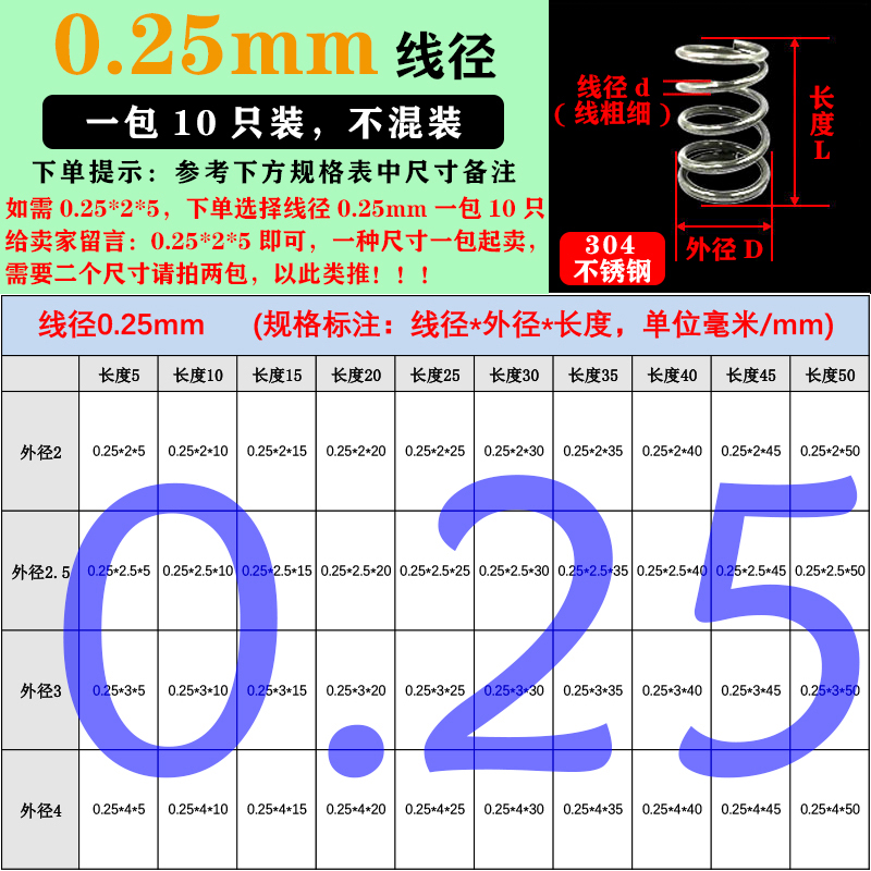 Customized stainless steel spring 304 compression spring for high-temperature electromagnetic valves, micro helical cylindrical and large and small wire compression springs Item Picture