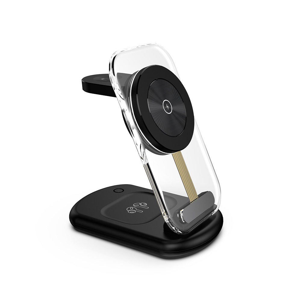 The new transparent folding magnetic three-in-one wireless charger is suitable for Apple 15/14/13/12 mobile phones and watch lugs Application Scenario