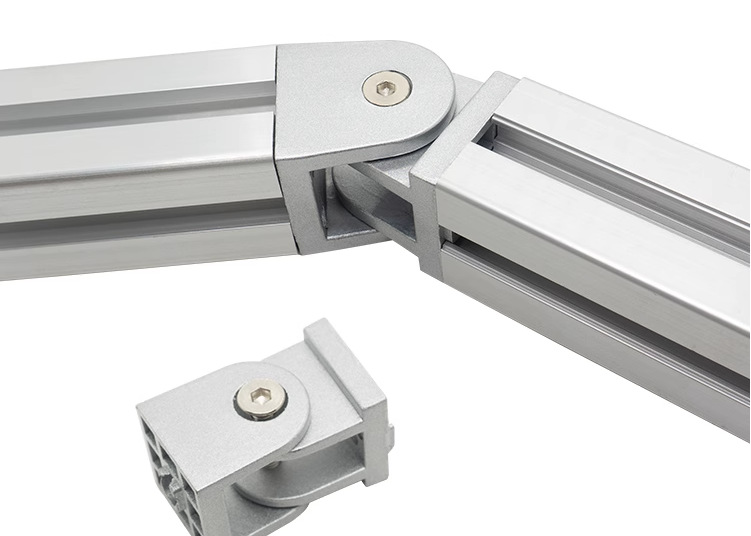 Factory direct sales of aluminum profile accessories: 20/30/40/45 series aluminum profile movable hinges with arbitrary Angle adjustment Application Scenario
