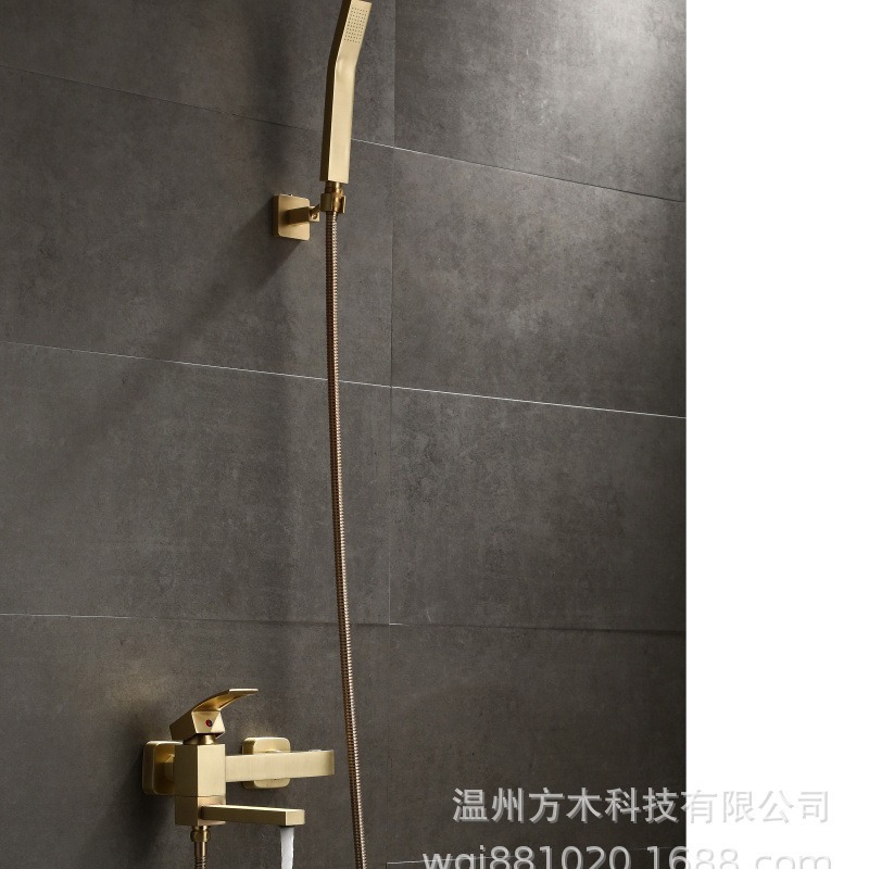 The simple showerhead bath set, black bronze gun gray brushed gold, wall-mounted bathtub, and hot and cold water faucets come out by turning the wheel Application Scenario