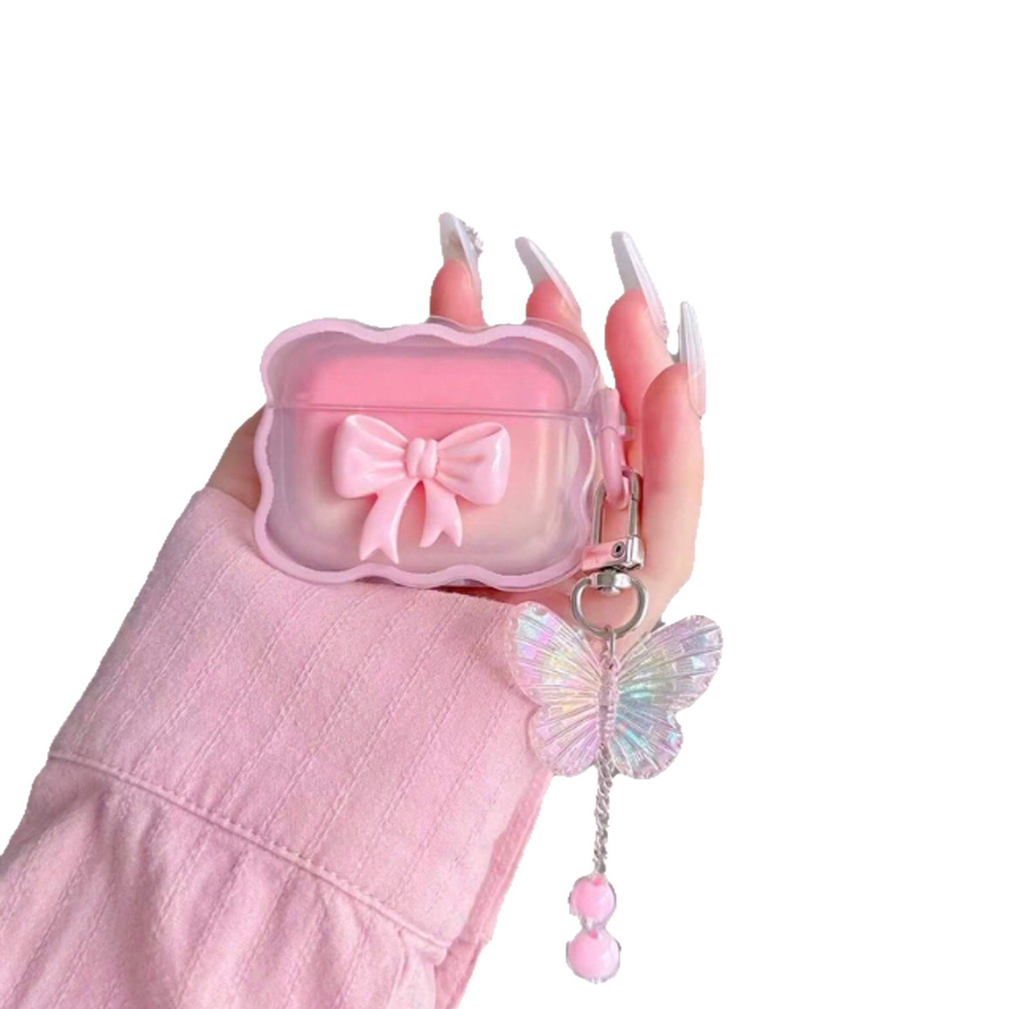 The girl's Bow is suitable for the Apple AirPods 4th generation Bluetooth earphone case Pro2/3 gradient Bow style Item Picture