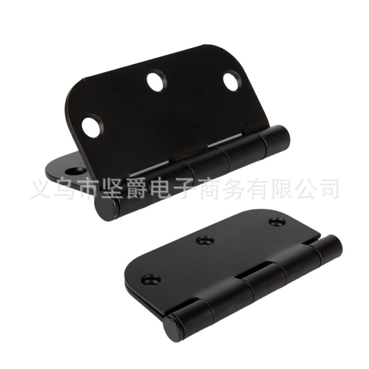 American round corner hinges matte black flat opening iron 3-inch, 3.5-inch, 4-inch large civilian door and window iron hinges modern Item Picture