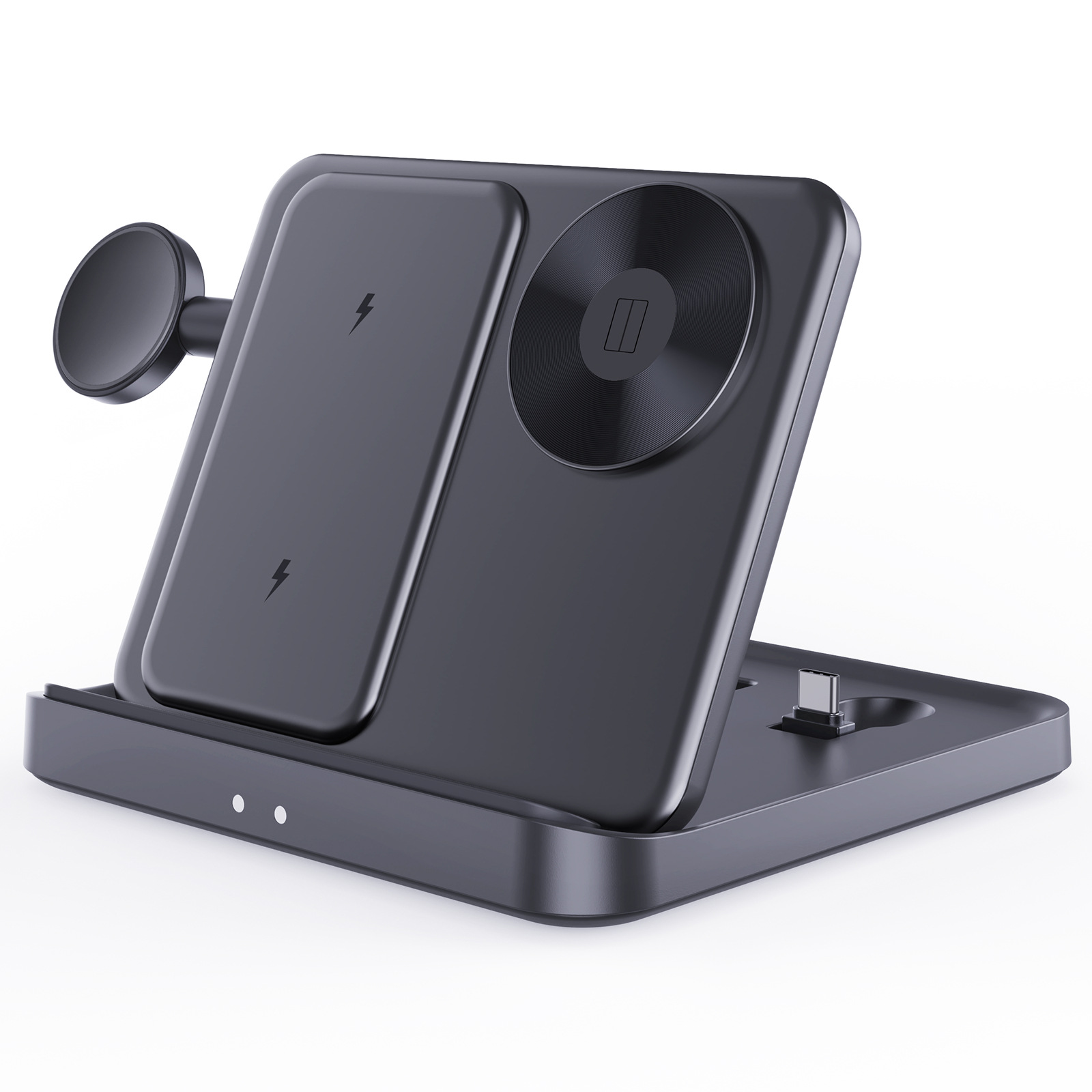 The KC three-in-one wireless charger foldable portable desktop stand is suitable for Samsung ZFold6 watches and headphones Item Picture