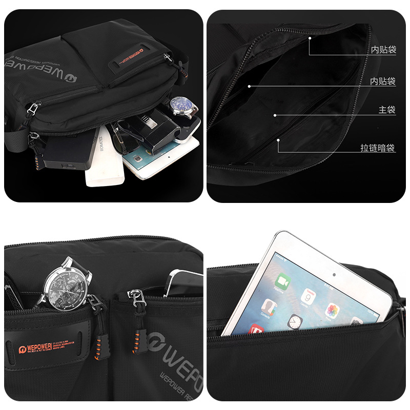 WEPOWER's new casual men's single-shoulder crossbody bag, large-capacity bag, men's bag, trendy canvas single-shoulder bag Application Scenario
