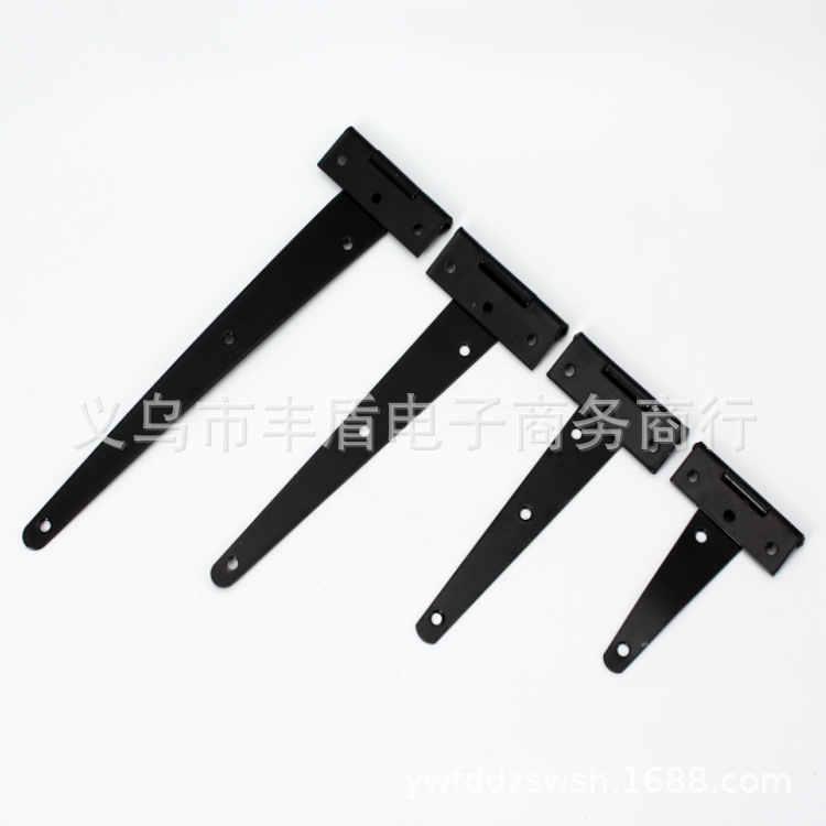 Lightweight T-hinge, T-type hinge, triangular hinge, slotted bearing, door and window accessories, black paint, 2-inch - 12-inch Specification drawing